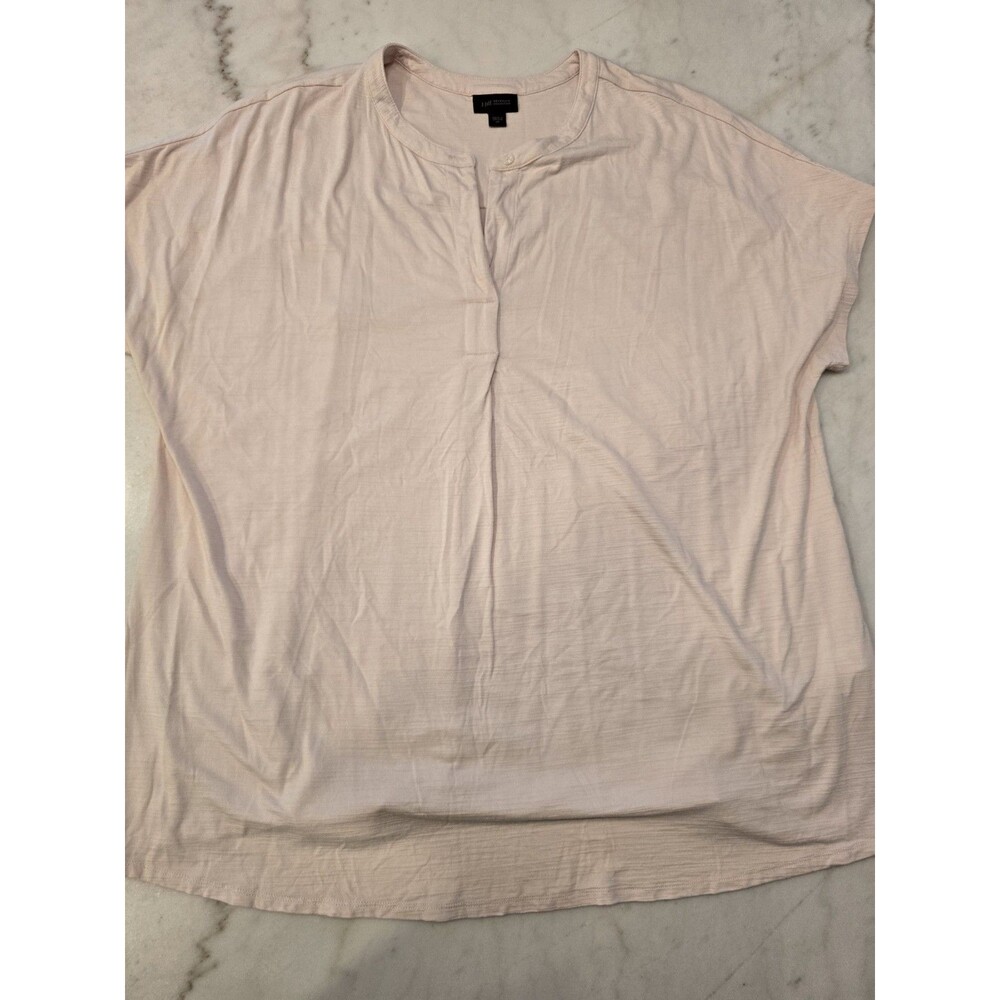 J. Jill Wearever Collection Pale Pink Split Neck Short Sleeve Size 2XL Top